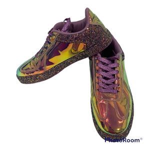 Rozy Rose metallic iridescent sneakers purple sparkling shoe laces siz…